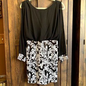 BLACK & WHITE SEQUINED COCKTAIL DRESS